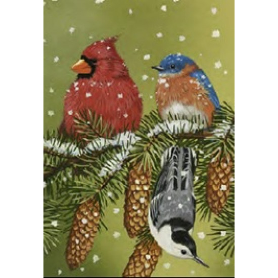 Drapeaux décoratifs 28 x 40 pouces, Oiseaux d'hiver