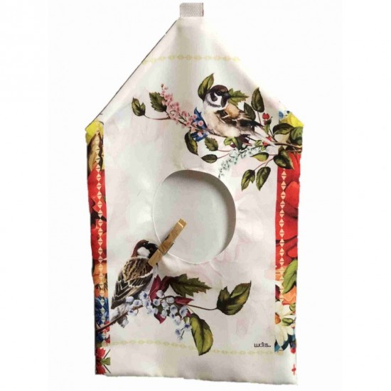 Birds , clothe line pin Bag, made of Polyester, 10'15" x 19'3" with the ring.    