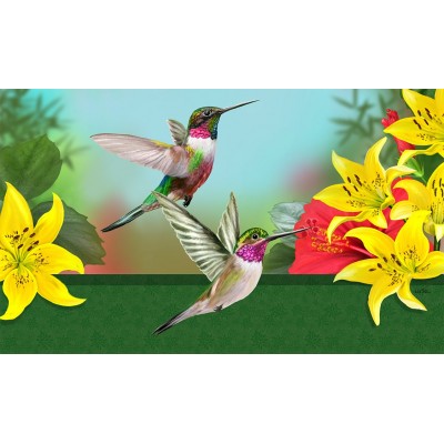 Decorative Mat30" x 18"Festive Hummingbirds
