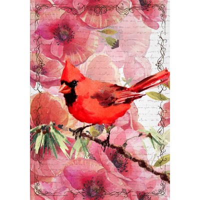 Cardinal and pink Flowers 